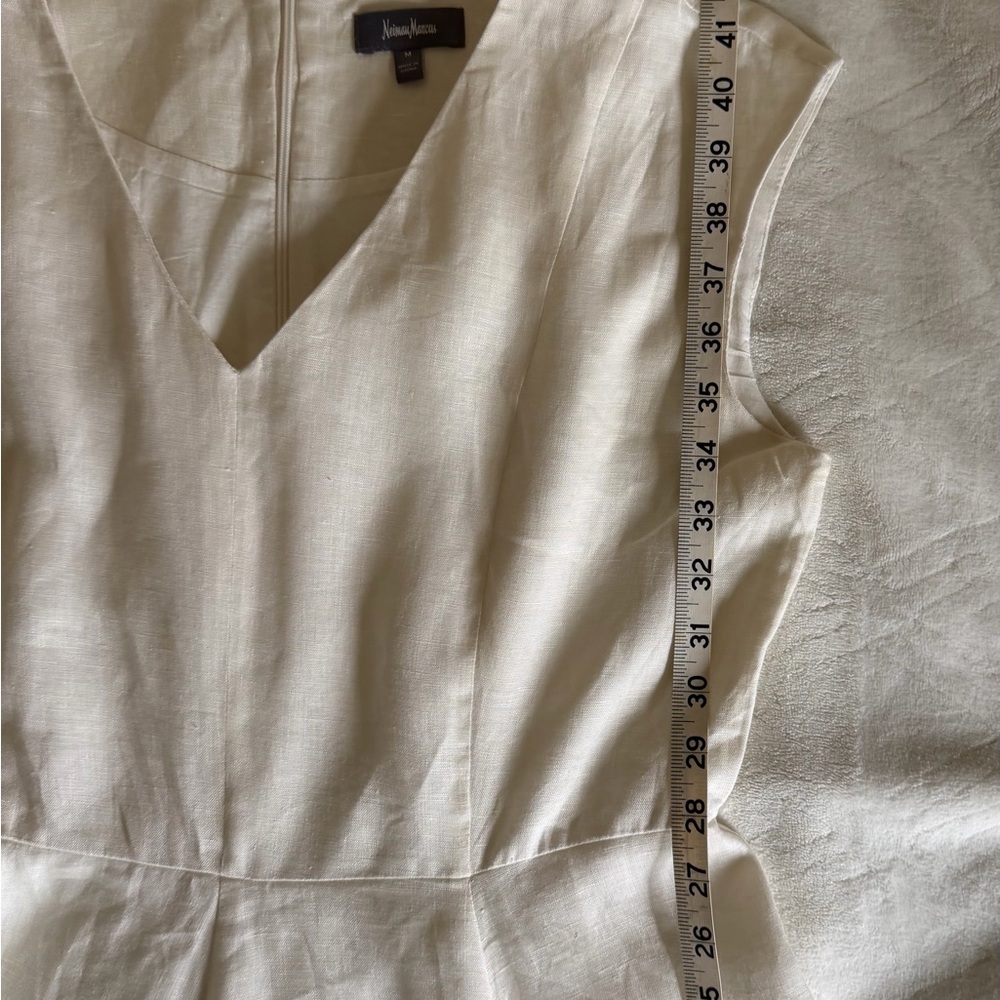 Neiman Marcus ivory 100% linen sleeveless Midi Dress - Picture 9 of 10